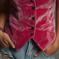 Bohemian Vintage Vest – Sleeveless V-Neck Button-Down Waistcoat