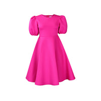 Women's Bubble Sleeves Wrapped Waist Large Swing Dress