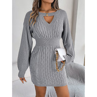 Womens Long Sleeve Sweater Dress Sexy Cut Out Bodycon Mini Fall Dress Trendy Ribbed Ladies Winter Sweater