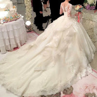 Sexy Long Sleeve Wedding Dress Princess Button Back