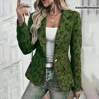 Chic Floral Blazer – Women’s Fall Business Casual Single Button Jacket