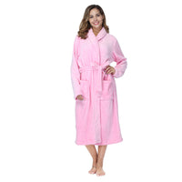 Plush Fleece Bathrobe for Women – Long Warm Sleepwear Robe