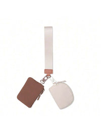 KeyChain Wallet Wristlet Wallets For Women Mini Zip Dual Pouch Wristlet
