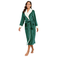 Women’s Fleece Robe – Long Plush Bathrobe with Belt & Pockets