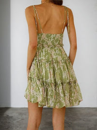 2025 New Women's Floral Camisole Dress, Small And Fresh Style, Green And Green, Suitable For Travel Gatherings