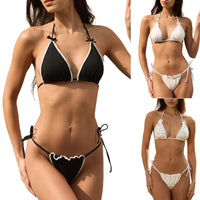 Women's Two-piece Swimsuit Halter Lace-up Bikini Swimsuit