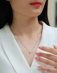Starlight Heart-to-Heart – 1-Carat Moissanite Diamond Pendant Necklace in S925 Sterling Silver Platinum-Plated