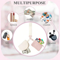 KeyChain Wallet Wristlet Wallets For Women Mini Zip Dual Pouch Wristlet