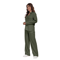 RONGTAI 2 Piece Outfits Sweatsuit For Women Casual Long Sleeve V Neck Pullover Tracksuit Solid Soft Comfy Tracksuits Set