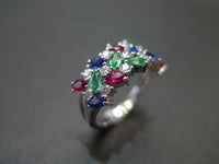 Colorful Horse Eye Zircon Three Rows Inlaid Personality Trendy Ladies Index Finger Ring