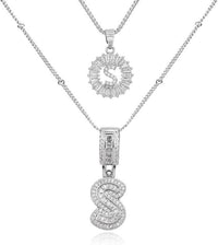 26 English Letters Copper-plated Gold Diamond Pendant Necklace