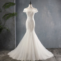 One shoulder bride fishtail wedding dress