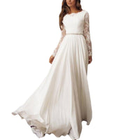 Elegant Graceful Lace Long Sleeve Chiffon Wedding Dress