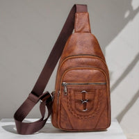 Men's And Women's Retro Leather Crossbody Bag Chest Bag