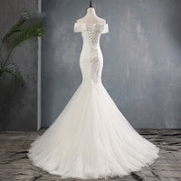 One shoulder bride fishtail wedding dress