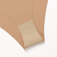 Seamless Ice Silk Underwear For Women With V-shaped Waistband. One-piece Pure Cotton Crotch Breathable Women's Briefs.