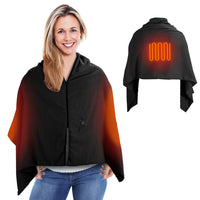 USB Heated Shawl Blanket – Wearable Electric Wrap with 3 Heating Levels & Zipper