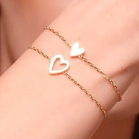 Women's Hollowed Heart Shape-shaped Pendant Two-piece Set Bracelet