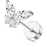 Stainless Steel 18K Gold Zircon Ear Bone Stud Titanium Steel Mini Ear Studs