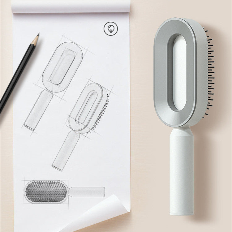 Self-cleaning Hair Brush For Women One-key Cleaning Hair Loss Airbag Massage Scalp Comb Anti-Static Hairbrush