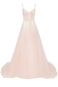 Champagne Colored Wedding Dress With Straps