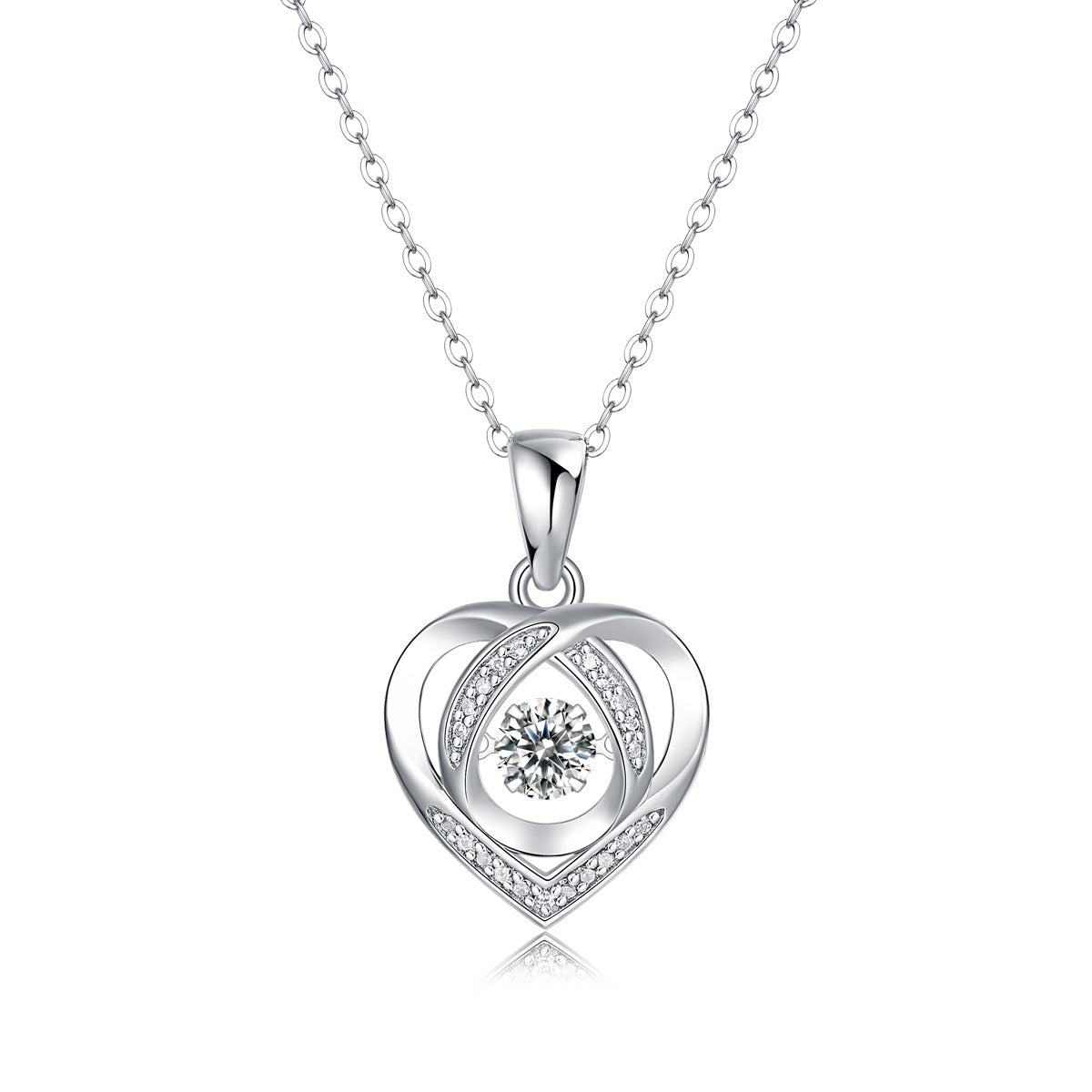With You in My Heart – 0.5-Carat Moissanite Pendant Necklace in S925 Sterling Silver Platinum-Plated