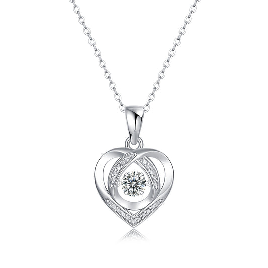 With You in My Heart – 0.5-Carat Moissanite Pendant Necklace in S925 Sterling Silver Platinum-Plated