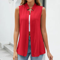 Women's Elegant Solid Sleeveless Vest Cardigan - Stand Collar Summer Outerwear