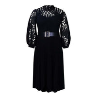 Lace Stitching Pleated Hollow-out Plus Size African Dress
