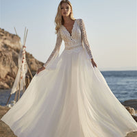 Women's Wedding Dress V-neck Beach Dress Country Style
