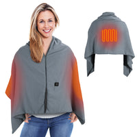 USB Heated Shawl Blanket – Wearable Electric Wrap with 3 Heating Levels & Zipper