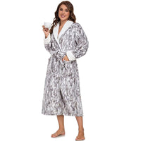 Plush Fleece Bathrobe for Women – Long Warm Robe with Belt & Pockets