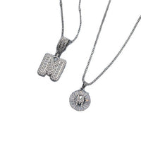 26 English Letters Copper-plated Gold Diamond Pendant Necklace