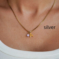 Stainless Steel Birthstone First Letter Necklace