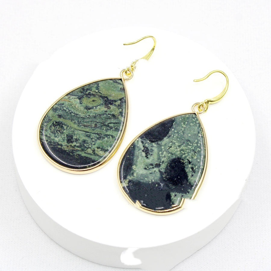 Fashion Bohemian Women's Earrings Natural Stone Amethyst Lapis Lazuli