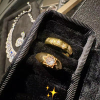 Simple Design Golden Lava Texture Open Ring