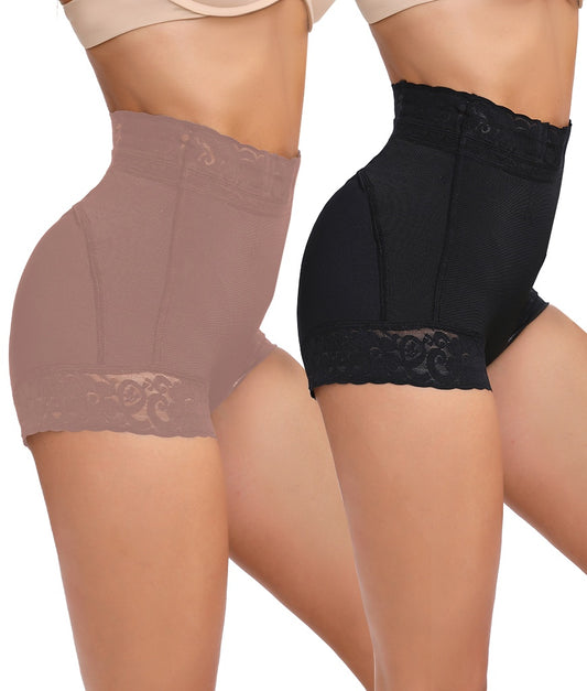 2-Pack High-Waisted Tummy Control Underwear – Butt Lifting Lace Briefs for Women