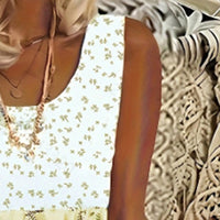 Women's Plus Size Boho Floral Dresses Sleeveless Tiered Pleated Swing Long Sundress