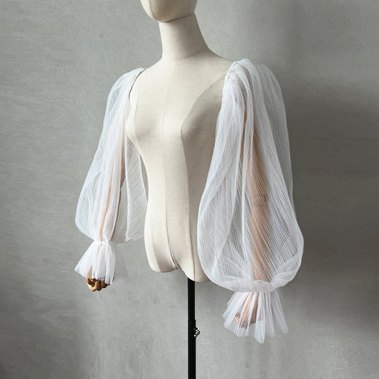 Wedding Dress Pleated Bell Sleeve
