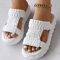 Platform Sandals Summer Braided Knit Hollow Open Toe Slipper Sandals - Anklet Not Included