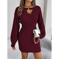 Womens Long Sleeve Sweater Dress Sexy Cut Out Bodycon Mini Fall Dress Trendy Ribbed Ladies Winter Sweater