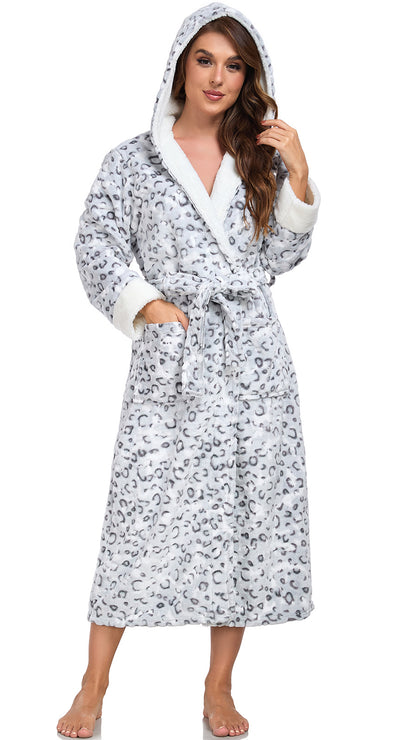 RONGTAI Ladies Long Fleece Bathrobe