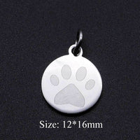 Stainless Steel Titanium Steel Engraved Name Cat Paw Dog Paw Pendant