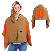 USB Heated Shawl Blanket – Wearable Electric Wrap with 3 Heating Levels & Zipper