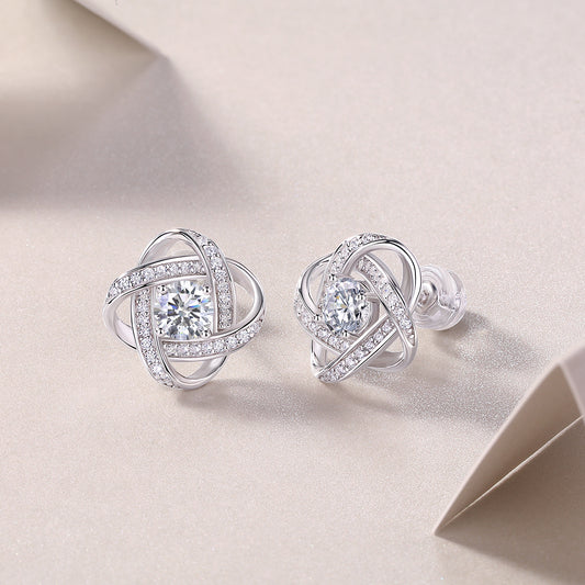 Hope Beam - A Fashionable And Luxurious Diamond Jewelry Piece Set With Half-carat Moissanite S925 Sterling Silver And Platinum-plated Stud Earrings