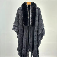 Loose Fashion Versatile Big Fur Collar Knitwear Shawl