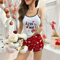 Sexy Vest Loose Cartoon Printed Homewear Two-piece Suit