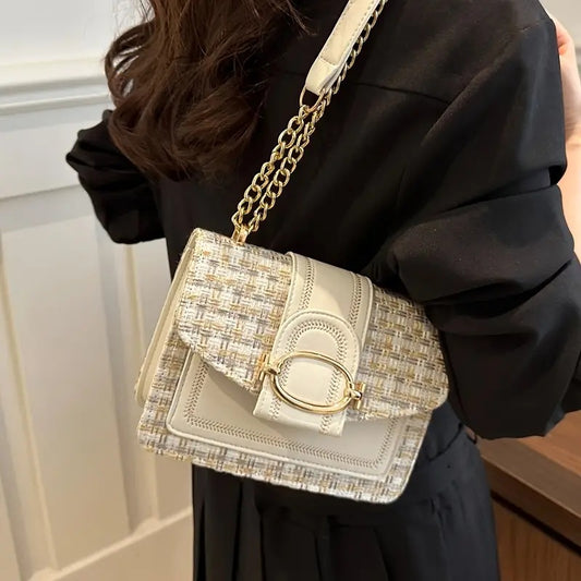 PU Crossbody Bag, Small Fragrance Style, Women's Shoulder Bag, Sense Of Luxury, Emotional Chain Small Bag