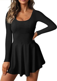 Women’s 2-in-1 Athletic Tennis & Golf Dress – Long Sleeve with Built-In Shorts