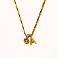 Stainless Steel Birthstone First Letter Necklace